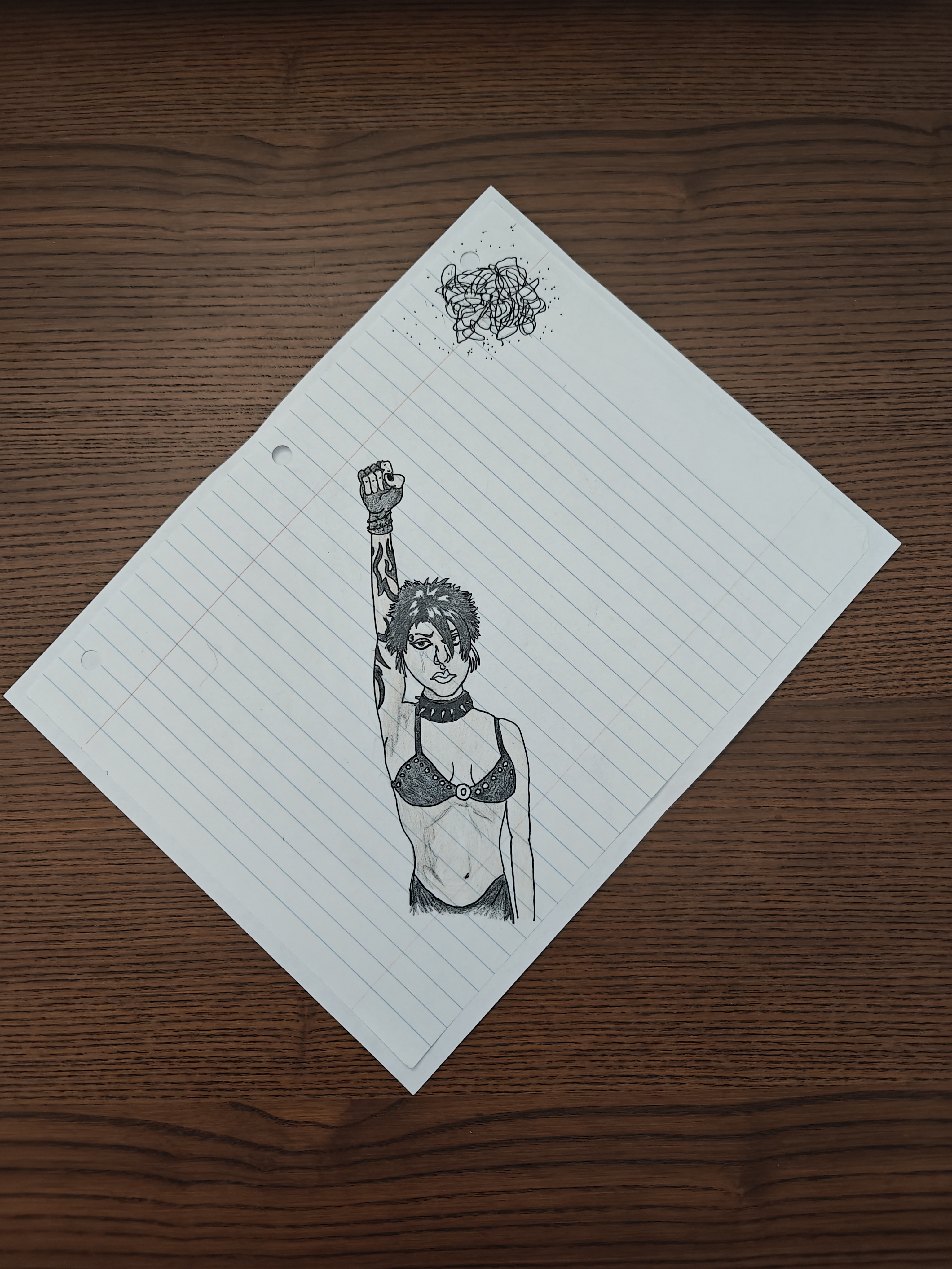 pen on lined paper